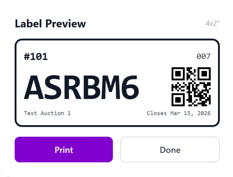 Sample Stock ID label